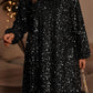 Color black Plus Size Bubble Sleeve V Neck Sequin Dress