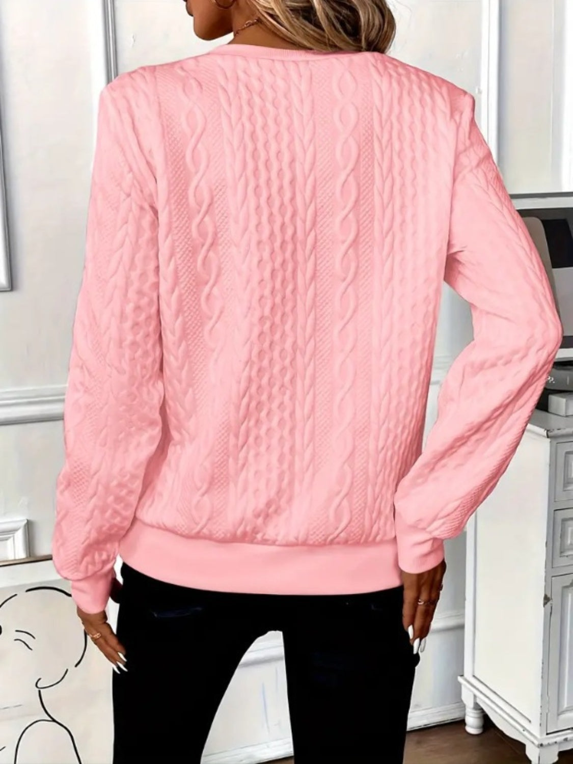 Texture Half Zip Long Sleeve Sweatshirt